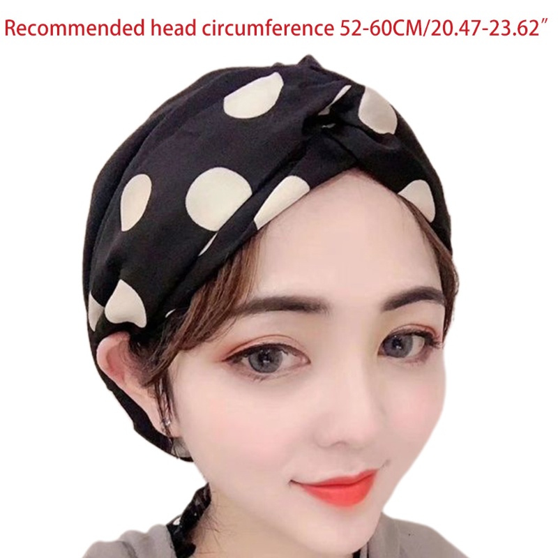 Mũ Turban Thắt Nút Co Giãn Họa Tiết Chấm Bi Màu Sắc Tương Phản Phong Cách Dân Tộc Dành Cho Nữ Mặc Khi Ngủ