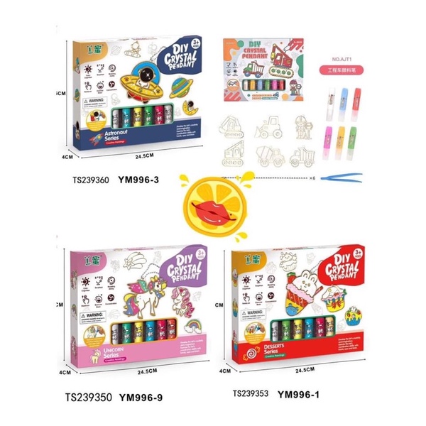 Đồ chơi thủ công tô màu bằng bút màu keo, tự làm móc khoá, đồ trang trí 3D