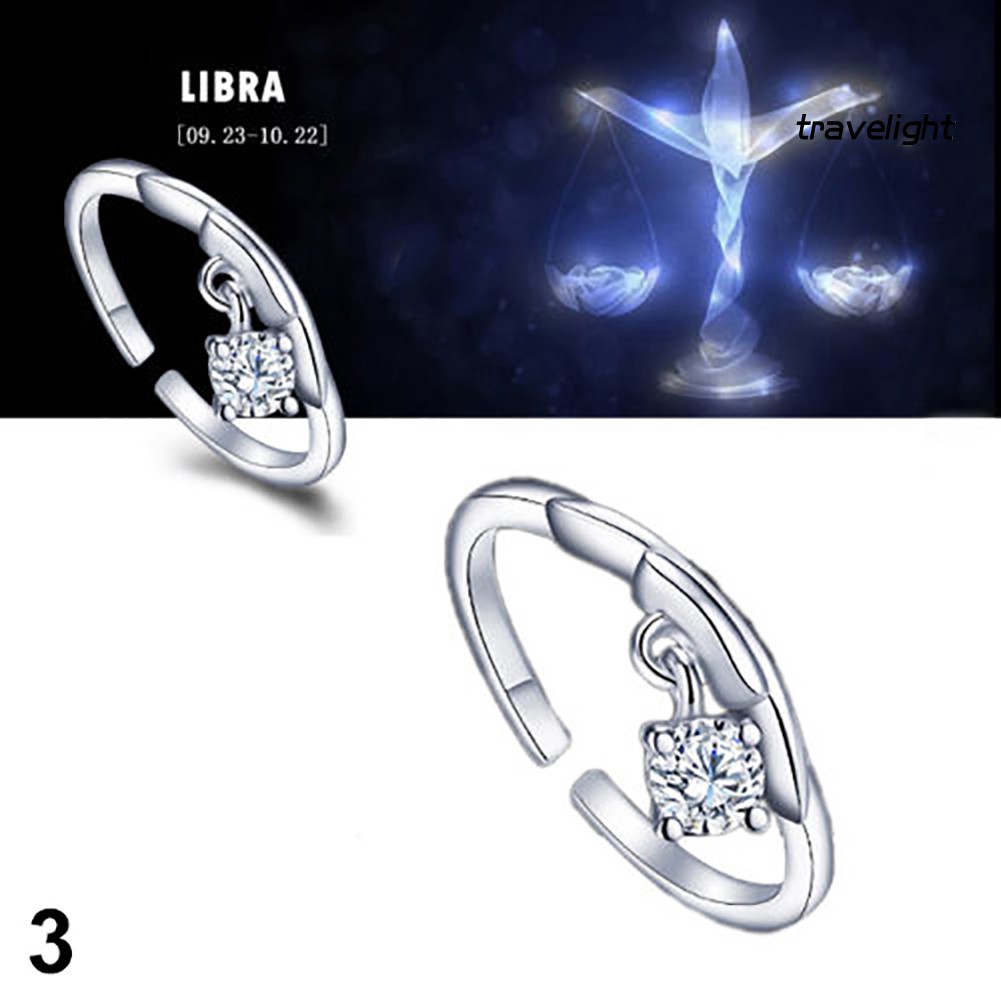 Nhẫn Mở Mạ Bạc Khắc Hình Chòm Sao Thời Trang Cho Nam Nữ