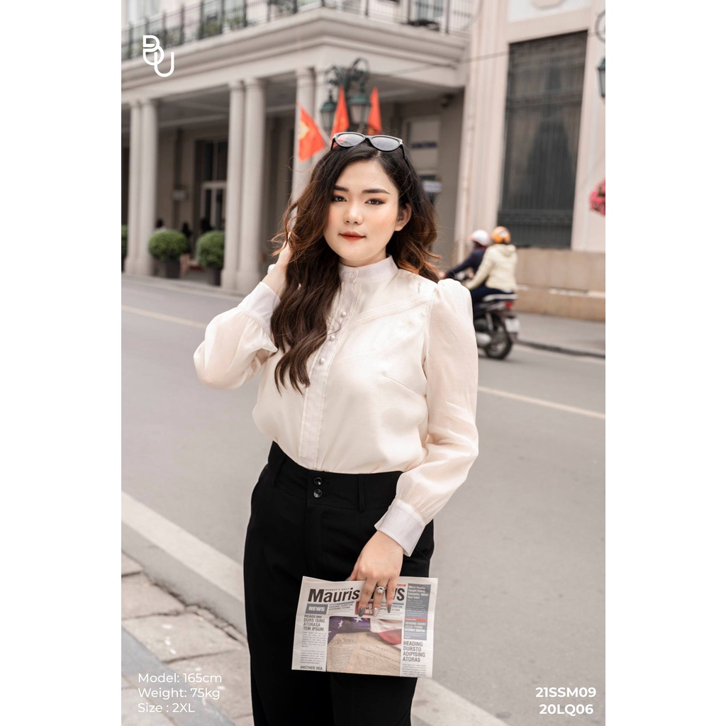 Áo sơ mi nữ thiết kế ly ngực trang trí BIGSIZE  - 21SSM09 -