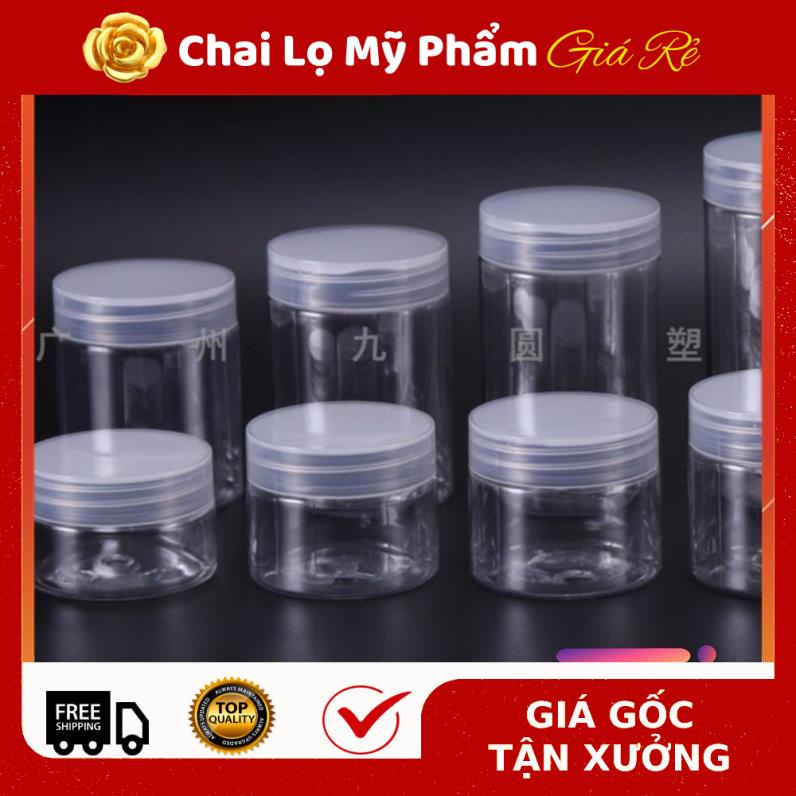 Hủ Đựng Kem ❤ RẺ VÔ ĐỊCH ❤ Hũ nhựa pet Trong Nắp Trong 50g 100g 200g 250g đựng mỹ phẩm , thực phẩm, đồ khô, ngũ cốc