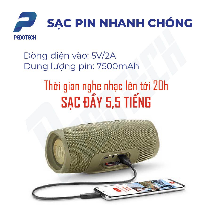 [MÃ PEDO10K5k GIẢM 10% TỐI ĐA 5K ĐƠN TỐI THỂU 500K] Loa JBL Charge 4 ÂM THANH VƯỢT TRỘI, chống thấm nước | BigBuy360 - bigbuy360.vn