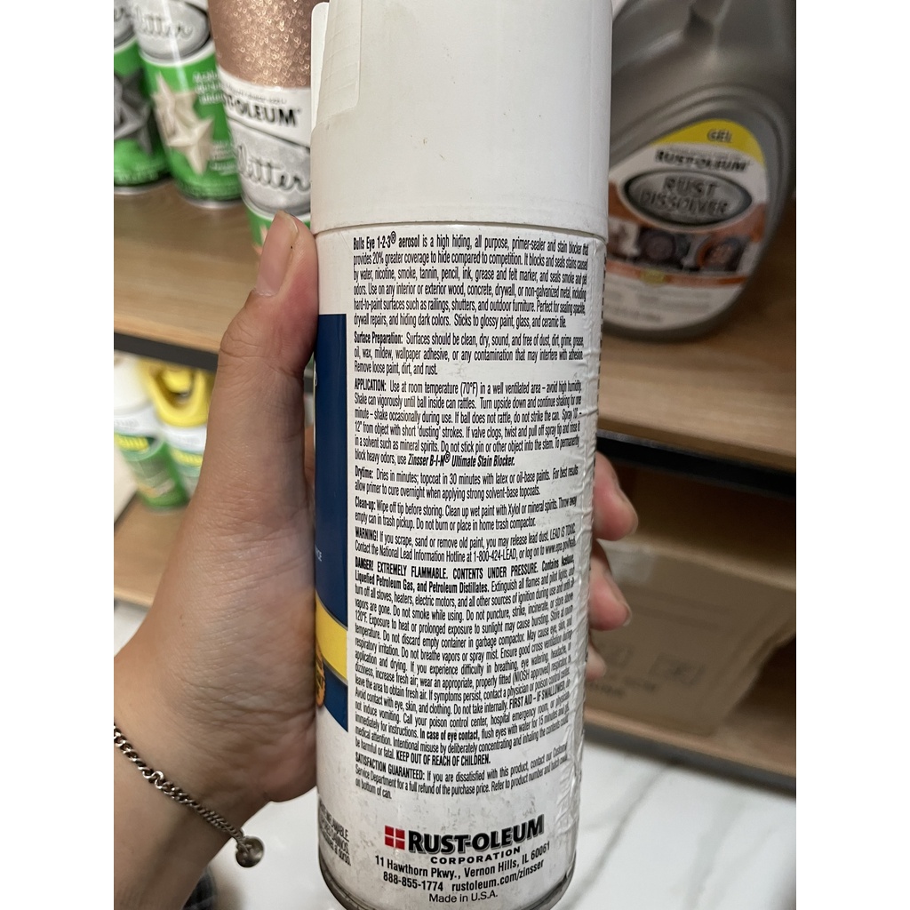 RUST-OLEUM Bulls Eye 1-2-3 - Sơn lót màu trắng đa năng (13oz = 384ml)