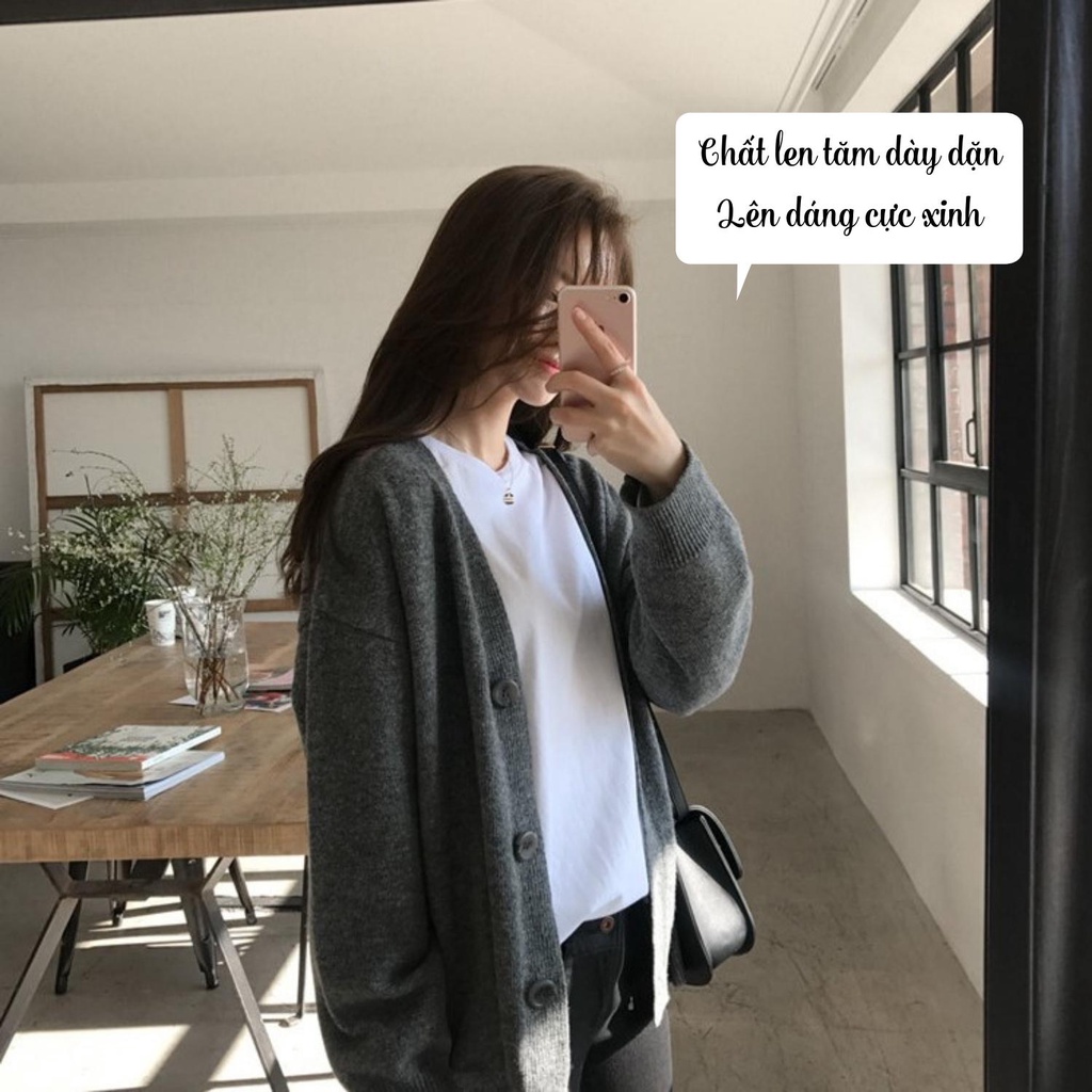 Áo khoác cardigan len nữ dài tay ulzzang Hàn Quốc, Áo cadigan len tăm vintage dệt kim - Maoshop
