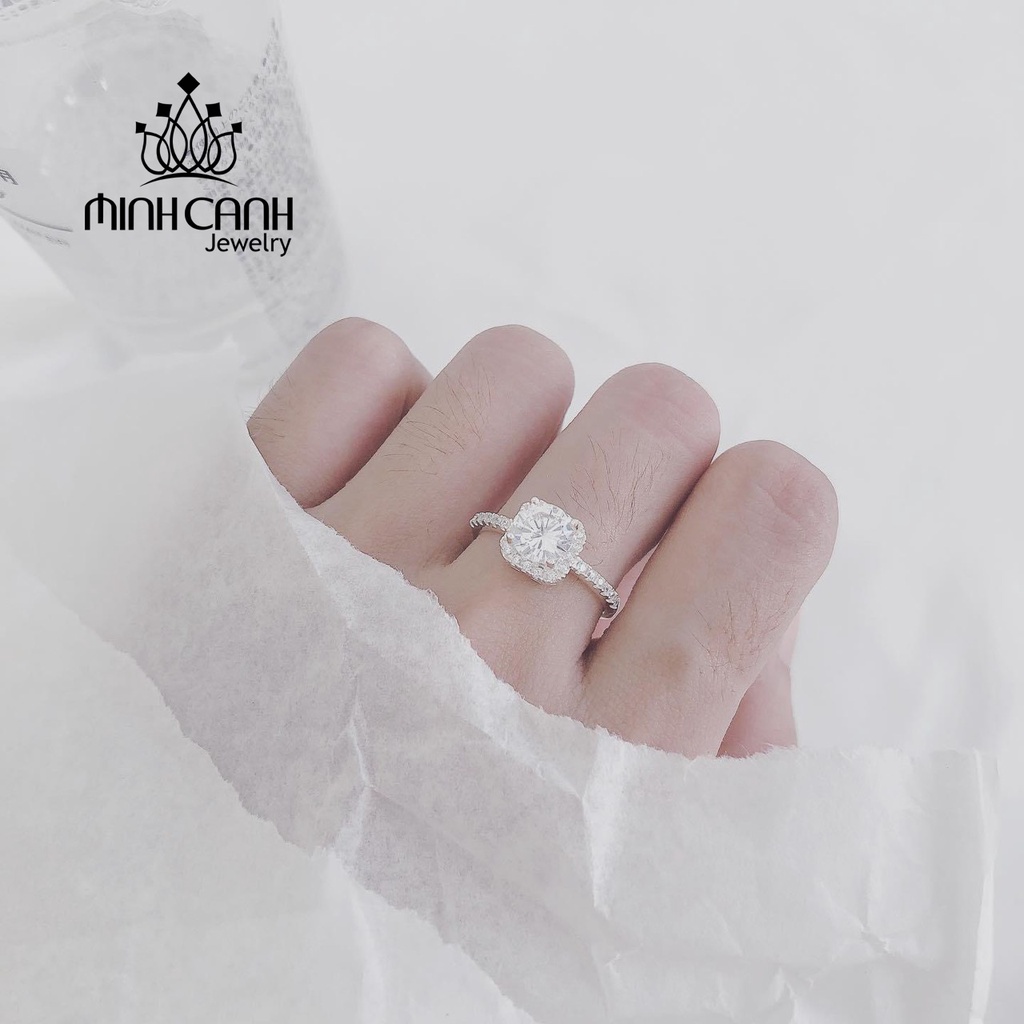 Nhẫn Bạc Nữ Mặt Đá Vuông Cao - Minh Canh Jewelry