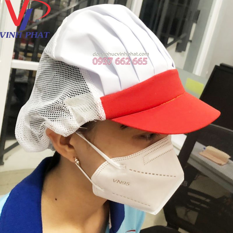 Nón Vải Lưới Đủ Màu Sắc Trùm Tóc Công Nhân Sản Xuất Thực Phẩm, Thuỷ Sản   - Hình thật, có sẵn.