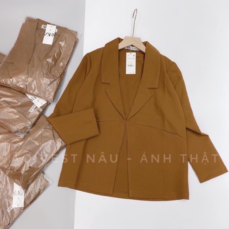 {Có Sẵn}Blazer màu nâu tây kèm ảnh chụp sàn