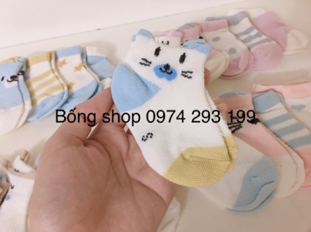 Sét 5 đôi tất vớ cổ ngắn lưới vừa cho bốn mùa thoáng khí bé trai gái 0-2 5 tuổi