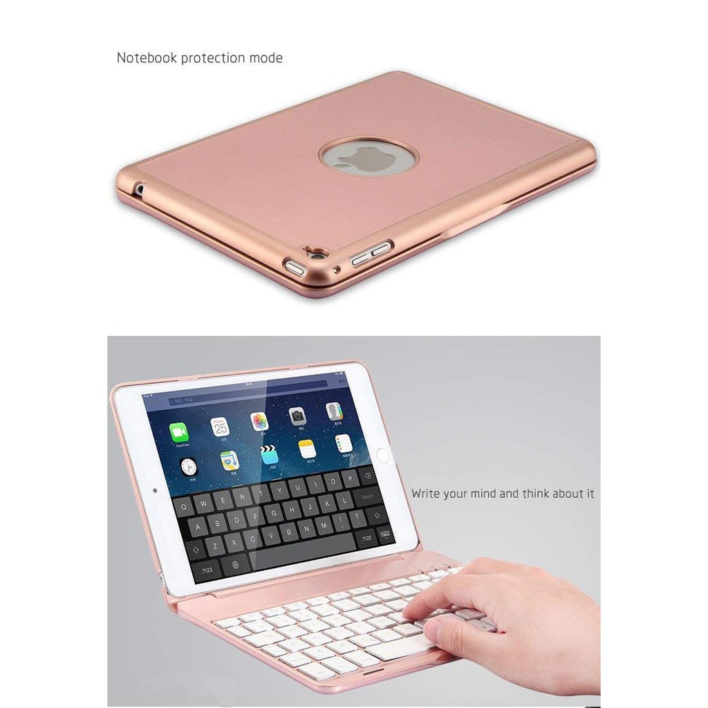 Bàn phím Bluetooth F8S kiêm ốp lưng cho iPad Mini 123 (Rose Gold)