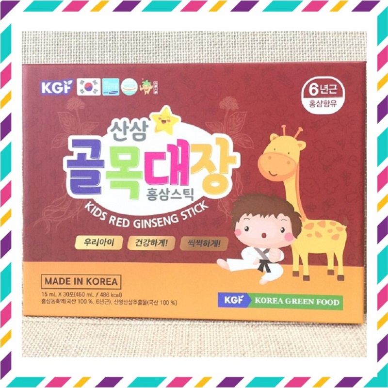 Nước Hồng Sâm Trẻ Em Kids Red Ginseng Stick KGF Hàn Quốc, Hộp 30 Gói * 15ml, Giúp Con Khỏe Mạnh Cao Lớn