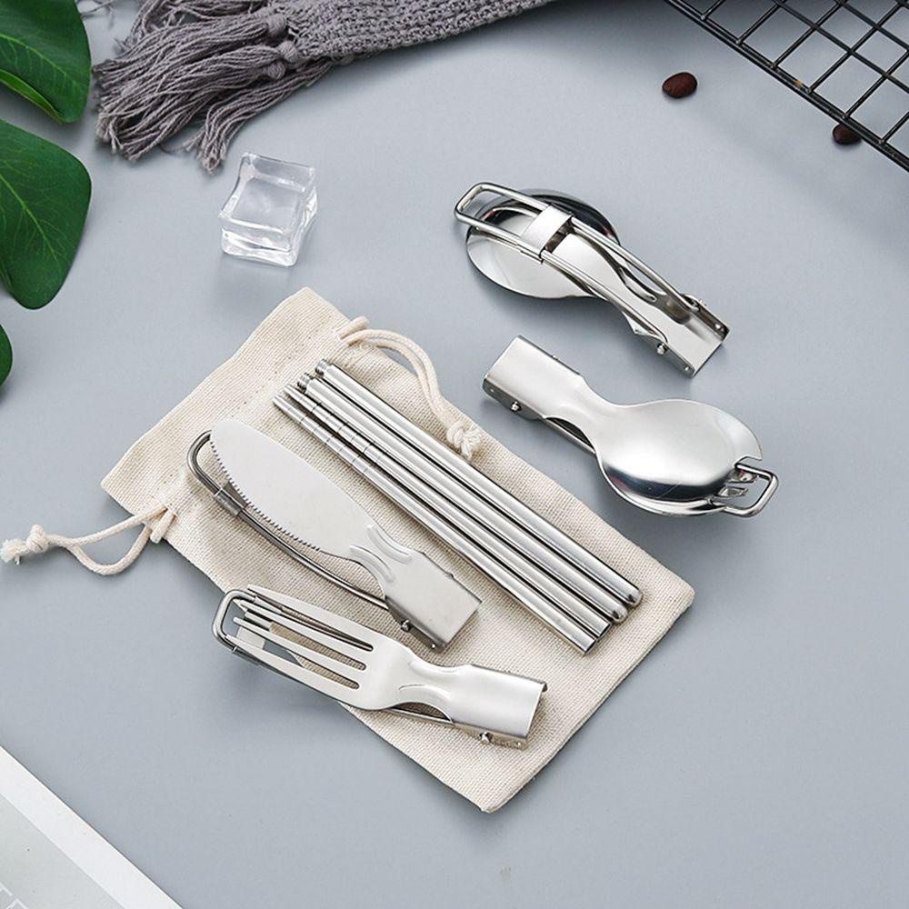 Bộ Muỗng Đũa Nĩa Gấp Gọn Mang Đi Du Lịch Tiện Lợi