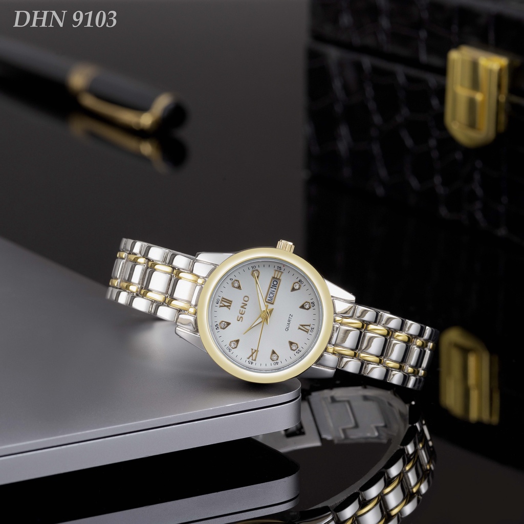 Đồng hồ nữ Seno, mặt tròn chống nước chống xước chống gỉ cao cấp seno DH9103