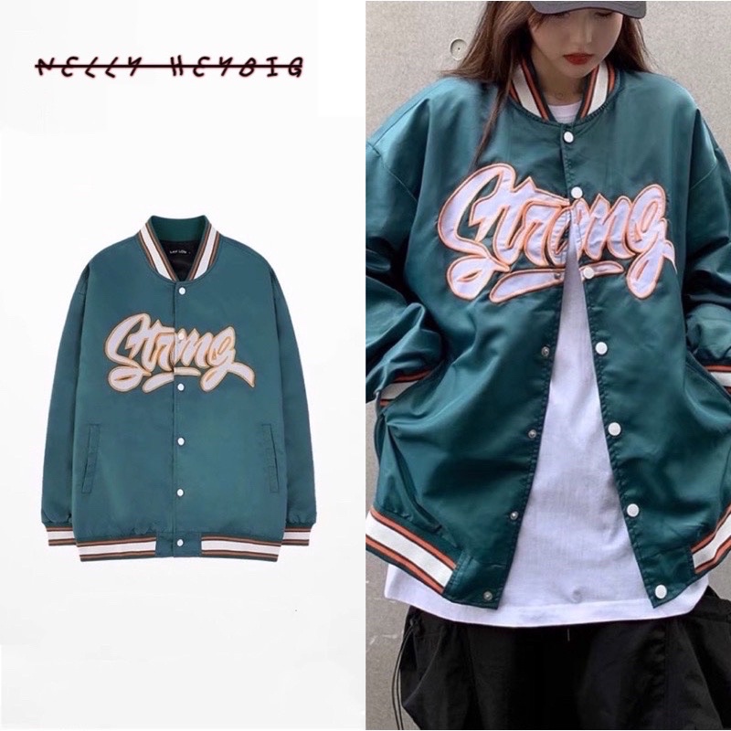 Áo khoác Bomber  Nelly Heybig dáng unisex form rộng Strong