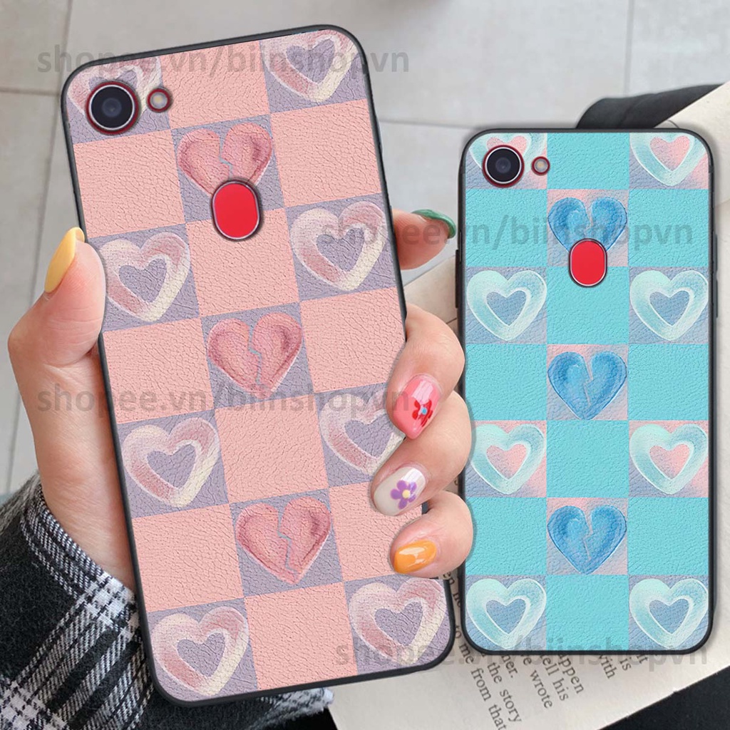 Ốp Oppo F5 / F5 Youth / F7 caro trái tim nhiều màu sắc, đầy cá tính, khẳng định phong cách