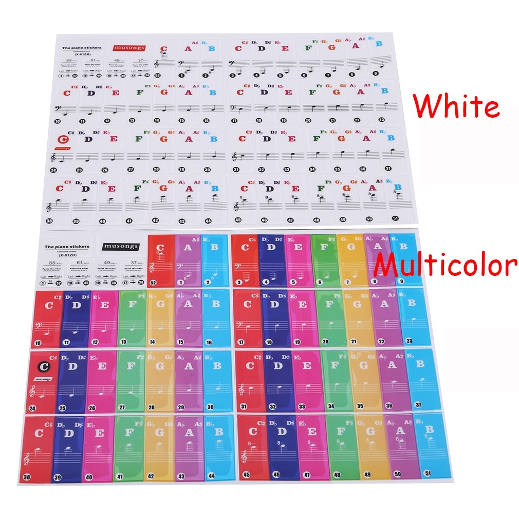 Bộ 61/88 nhãn dán phím đàn piano dễ thương