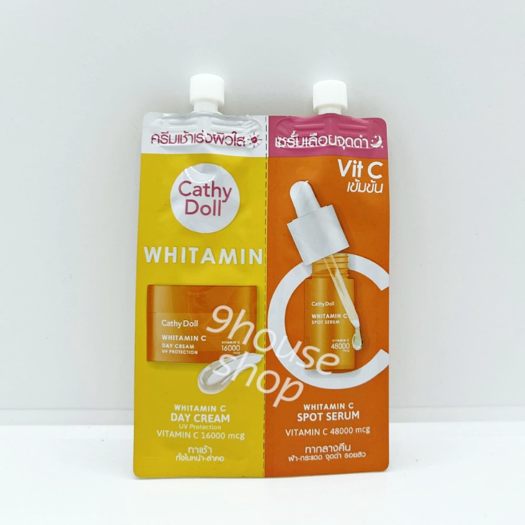 01 Set Gói 2in1 Trắng Da Giảm Mụn Cathy Doll Whitamin C Thái Lan (6mlx2)
