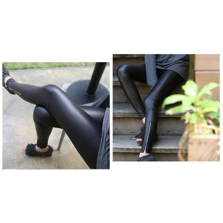 Quần Legging da bóng có dây kéo dưới ống chân sành điệu