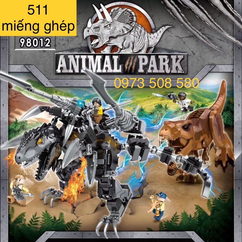 Lego con trai Lắp Ráp khủng long xếp hình Lego Jurassic World Dinosaur 98012 : Khủng long bạo chúa