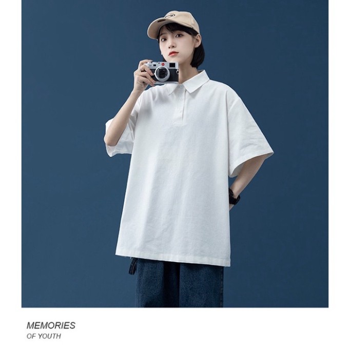 áo polo cộc tay nữ rộng -áo polo tay lỡ  form rộng - phong cách hiphop đường phố - hottrend 2021