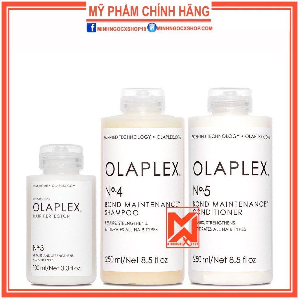 Combo dầu gội xả, kem xả khô, ủ tóc Olaplex chăm sóc phục hồi tóc chuyên nghiệp tại nhà chính hãng