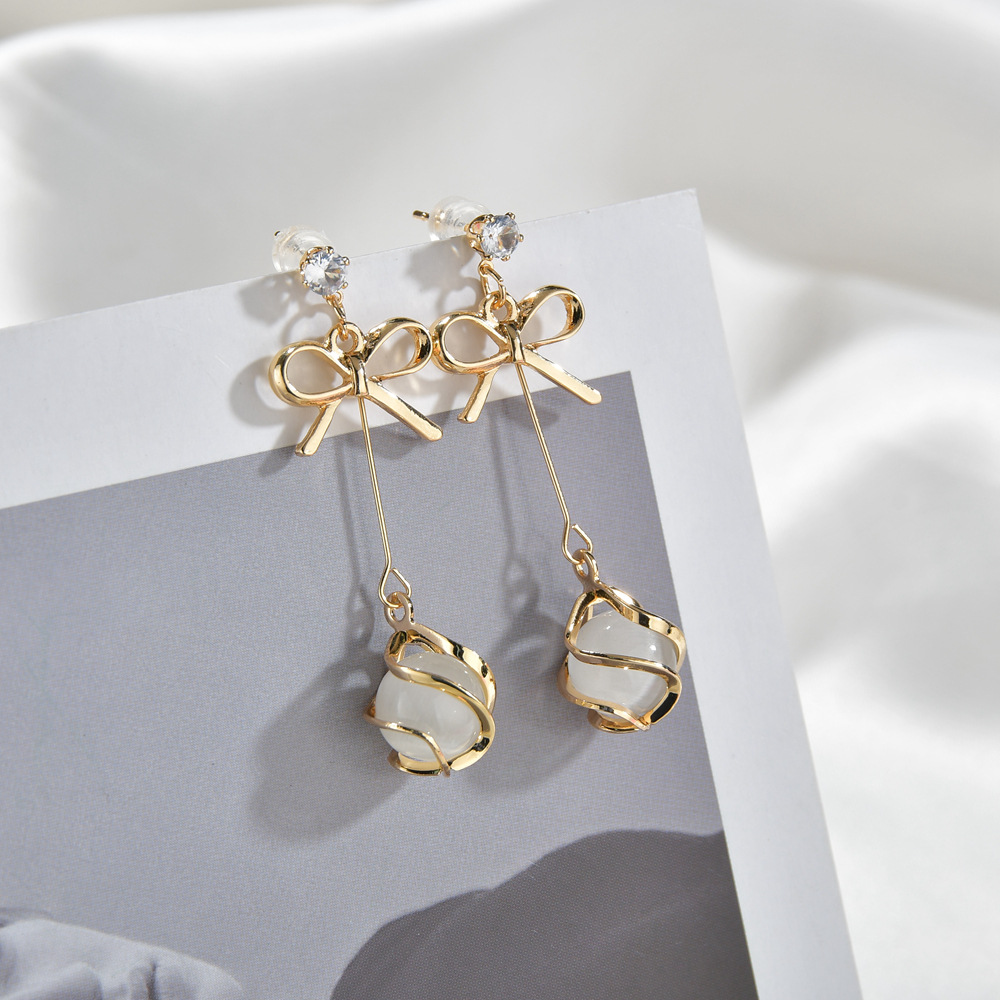 Bông Tai Xi Mạ Bạc 925 Đính Đá Opal