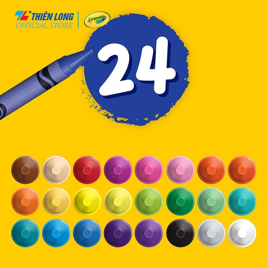 Bút sáp 24 màu rửa được CRAYOLA 526924 chính hãng