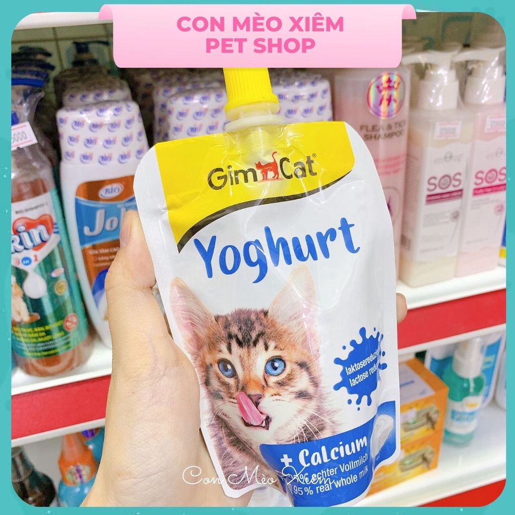 Sữa chua cho mèo Gimcat yoghurt 150g, bổ sung canxi tiêu hóa cho thú cưng Con Mèo Xiêm