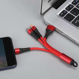 Cáp Sạc 3 Đầu Dòng 2A Ligting Micro Type C Iphone Android - QT
