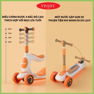 Xe Scooter, Xe Trượt Cho Bé Bánh Có Đèn ,Có Nhạc, có ghế 3 in 1 Chịu Lực 90KG