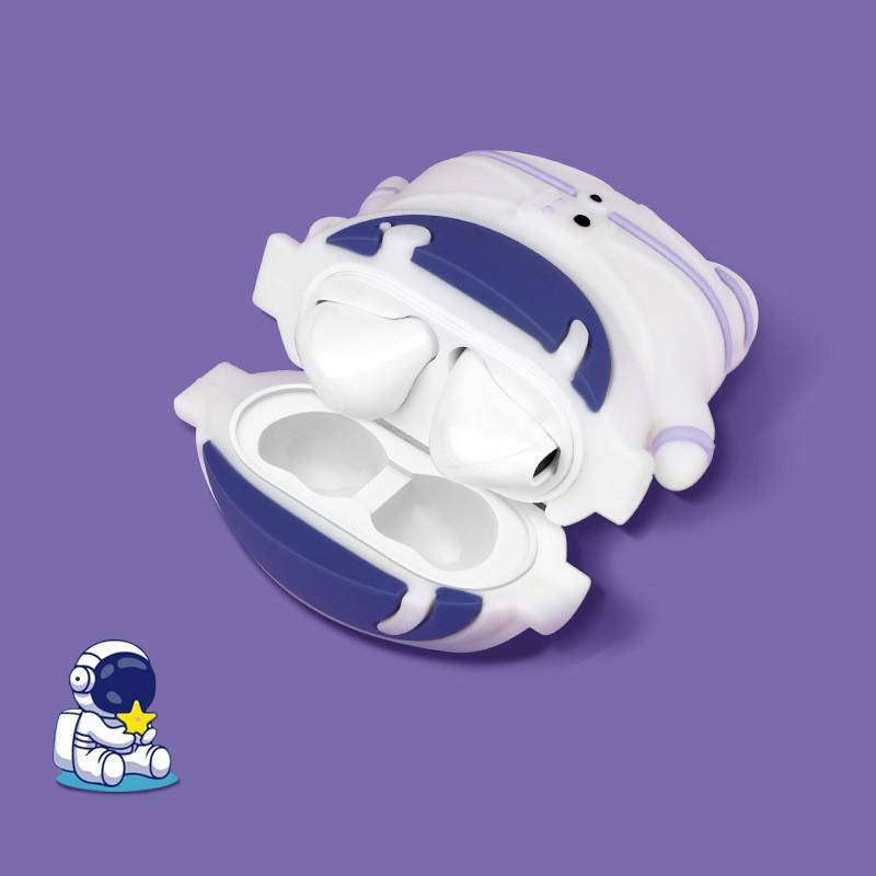 Ốp silicon hình phi hành gia 3D chống rơi bảo vệ hộp sạc tai nghe thích hợp cho Airpods 1 2 Pro