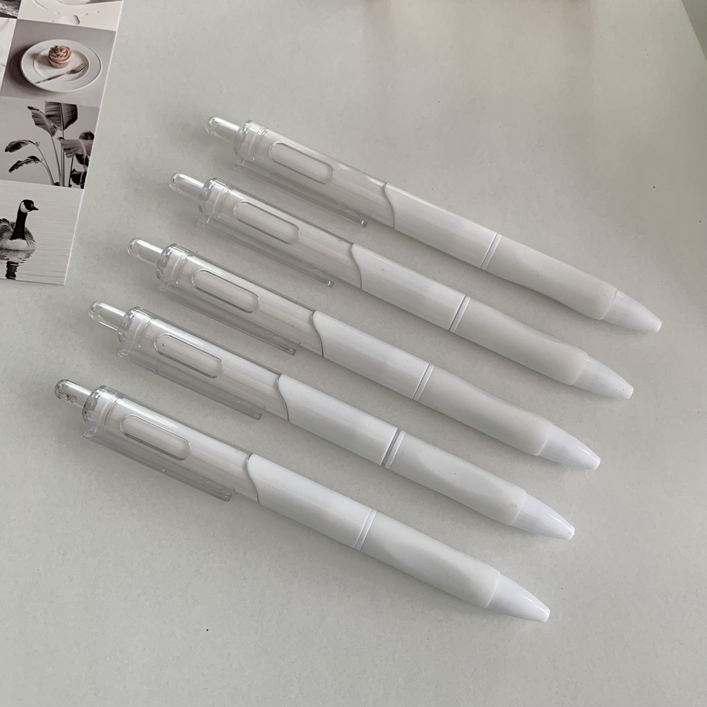 BÚT GEL ĐEN THÂN TRẮNG MINIMALIST NGÒI 0.5mm (ảnh thật) - Tiệm nhà Chun