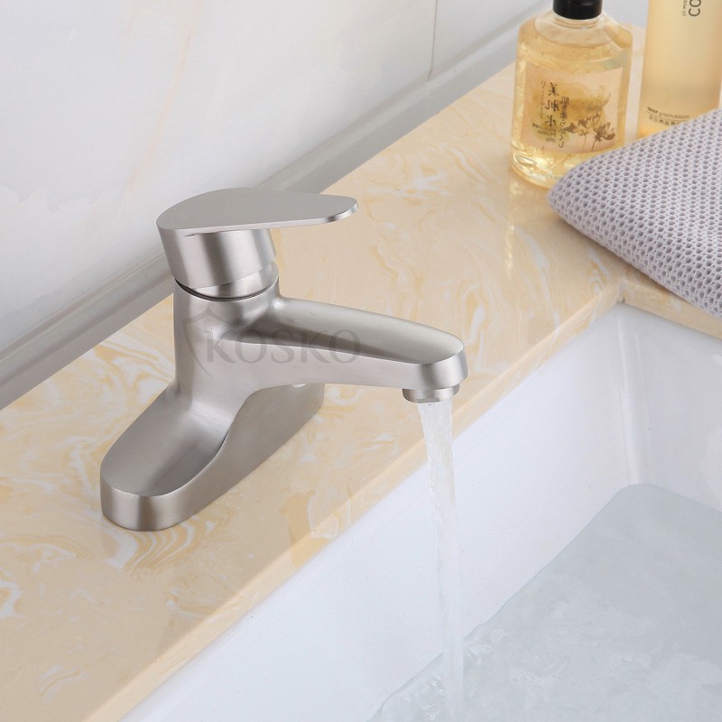 Vòi lavabo nóng lạnh Kosko inox 304 2 chân (Tặng kèm dây cấp bảo hành 12 tháng), Vòi rửa mặt nóng lạnh vòi lavabo giá rẻ