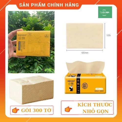 [HCM-Lẻ gói]Giấy ăn gấu trúc Sipiao chính hãng siêu dai loại 1, giấy nội địa trung quốc, hàng chuẩn 100% [300 tờ/ gói]