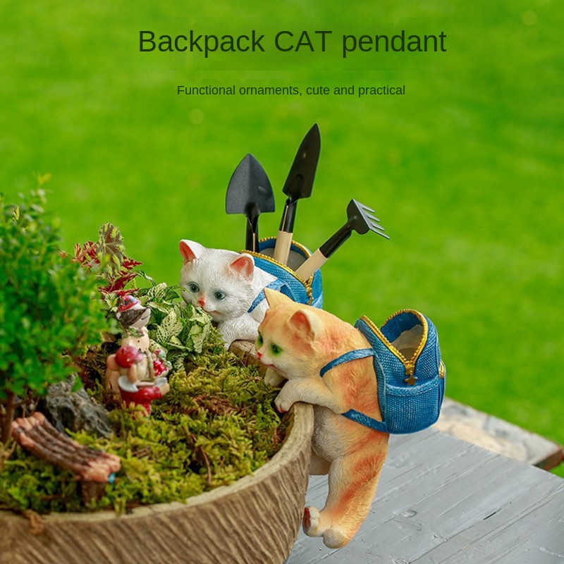 Chậu Cây Hình Mèo Bằng Resin Dễ Thương Dùng Trang Trí Sân Vườn