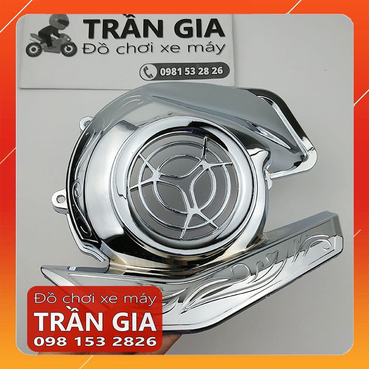 Ốp che quạt gió xe Nozza Grande năm 2019-2020-2021-2022 két nước xi inox crom- phụ kiện trang trí Yamaha