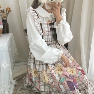 ❤❤Áo sơ mi tay dài cổ lá sen phong cách lolita Nhật Bản
