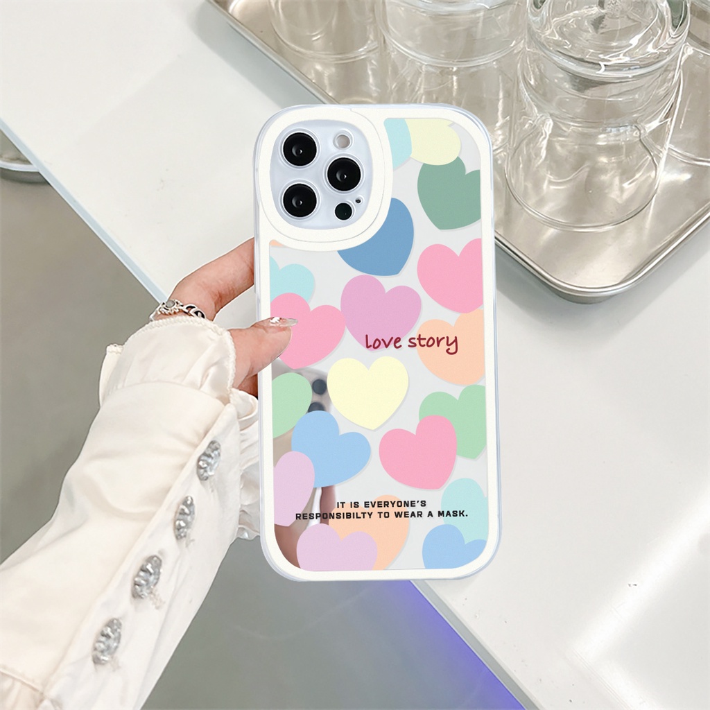 Ốp lưng iphone gương cạnh vuông tim love story 6/6plus/7/7plus/8/8plus/x/xs/11/12/13/pro/max/plus/promax-Sale HOT V3-3
