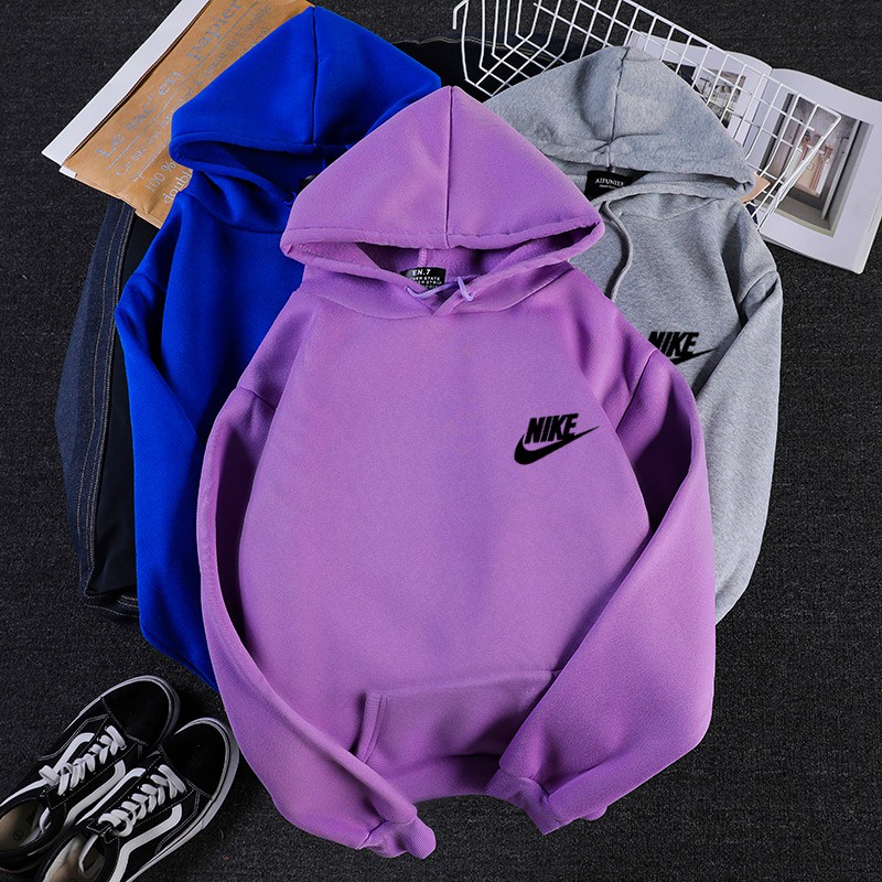 Áo khoác hoodie họa tiết Nike tay dài dáng rộng thời trang mùa thu phong cách hàn quốc dành cho cặp đôi