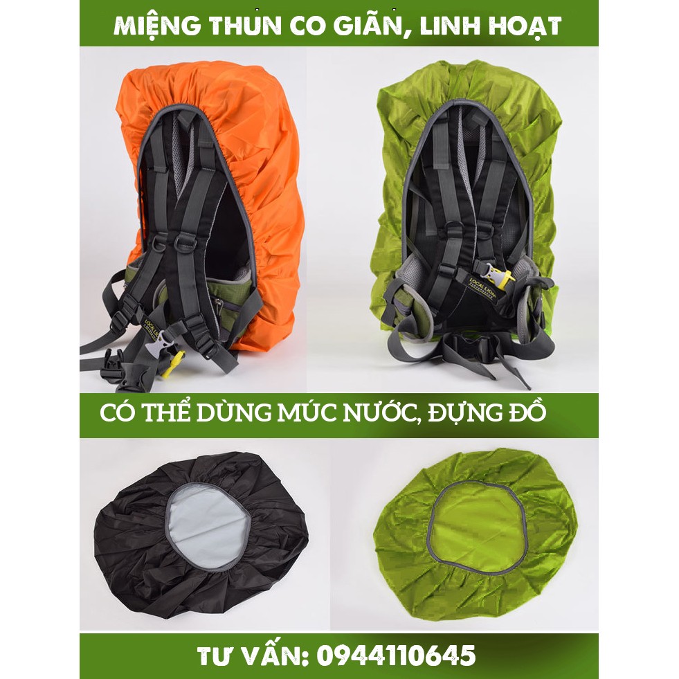 Túi trùm ba lô đi mưa - Áo mưa balo 35L-45L-70L