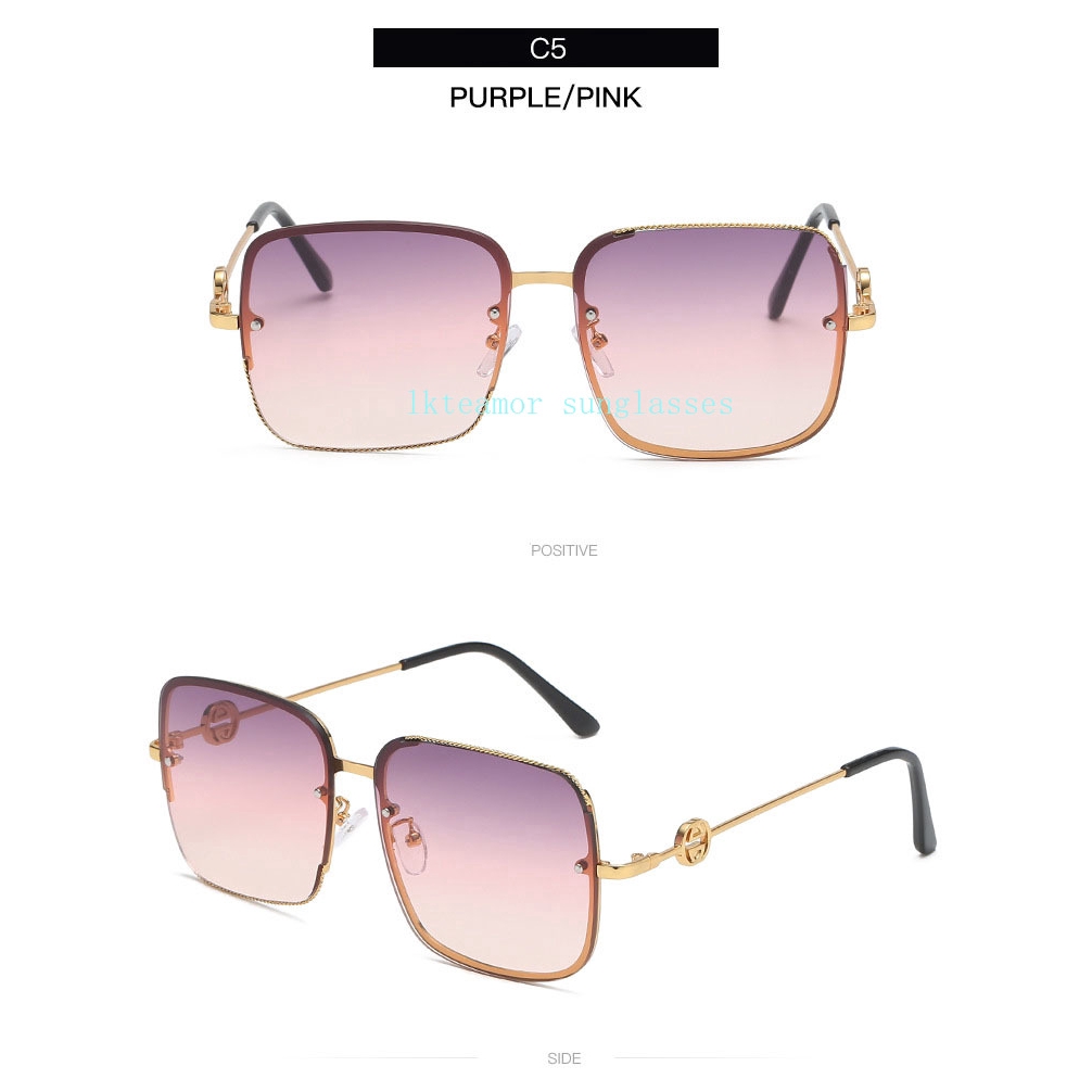 Kính mát vuông gọng kim loại chống tia UV400 cho Nữ