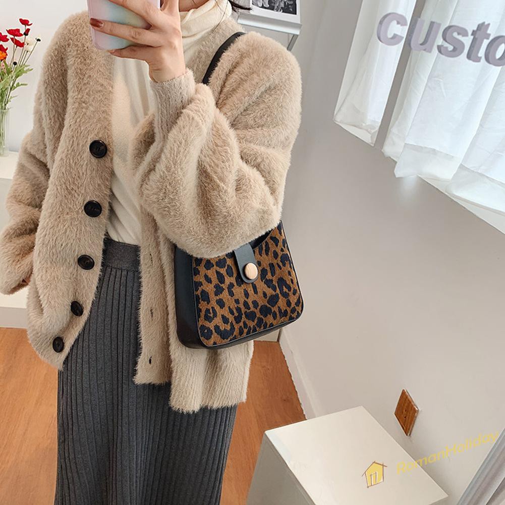 【On Sale】Vintage Animal Pattern PU Shoulder Totes Women Chain Top-handle Bag Hobo