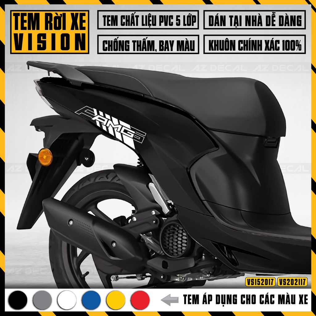Tem Rời Xe Vision AMG Cực Chất |  VS17 | Decal Chế Dán Vision Chất Liệu Vinyl Cao Cấp, Khuôn Sẵn, Dễ Dán Tại Nhà