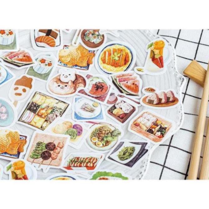 Bộ 46 Sticker Món Ăn Hàn Quốc dán trang trí E27