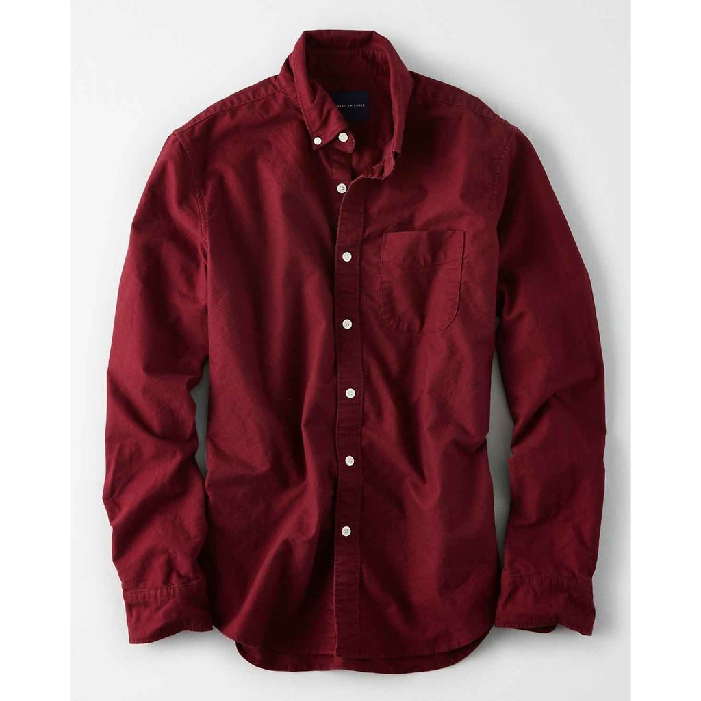 FO76 SHOP Áo Sơ Mi Nam Dài Tay Vải Oxford Cotton Dày Dặn Màu Đỏ Đô | BigBuy360 - bigbuy360.vn