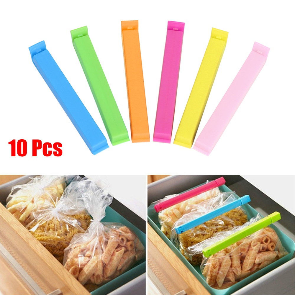 Set 10 Kẹp Miệng Túi Bằng Nhựa Màu Sắc Ngẫu Nhiên Chất Lượng Cao