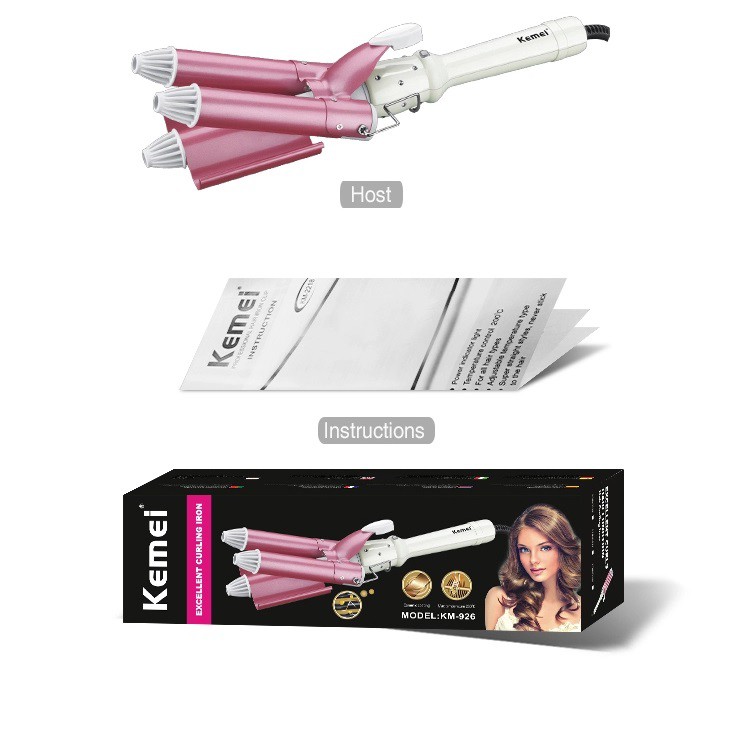 Máy Uốn Tóc Xoăn Gợn Sóng 3 Trục Kemei KM-926 - Thiết Bị Làm Đẹp Cao Cấp