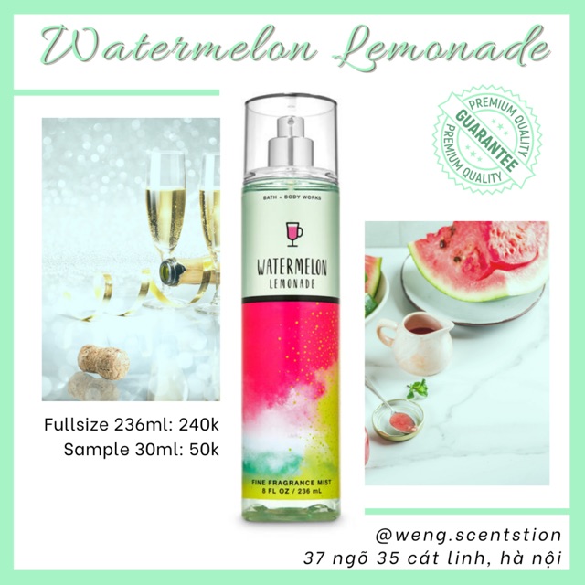 (MÙI HOT) Xịt thơm toàn thân Bath&amp;Body Works mùi Watermelon Lemonade