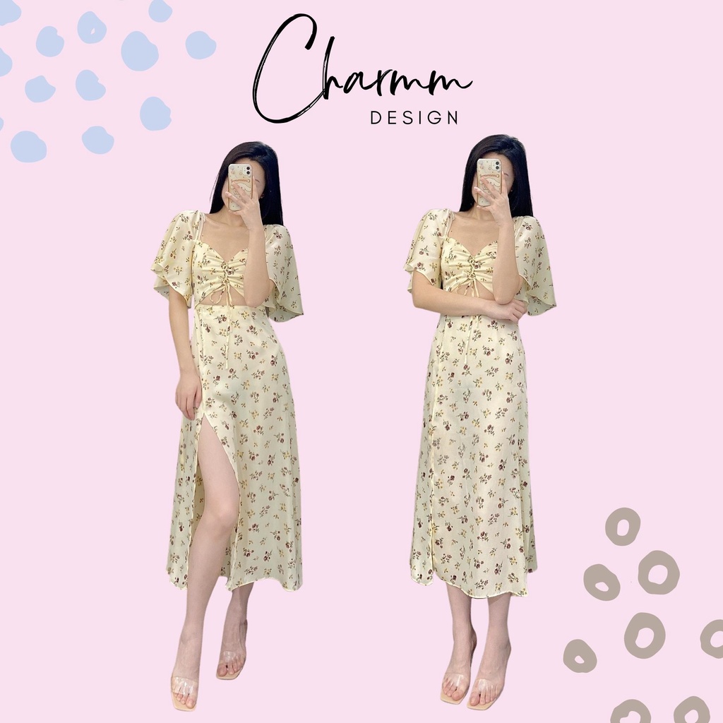 Váy đầm Maxi hoa nhí cúp ngực, rút dây, siêu sexy Charmm Design