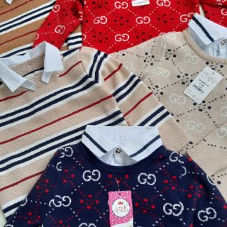 Áo len mix cổ sơ mi