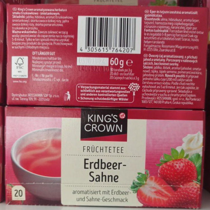Trà trái cây King's Crown hộp 20 gói đủ vị hàng Đức